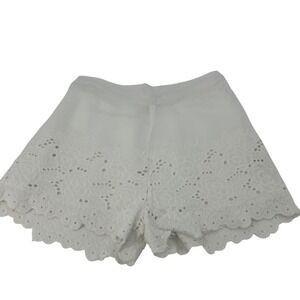 Sim‎ & Sam Juniors XS White Eyelet Lace Scalloped Hem Shorts Lined Boho Summer